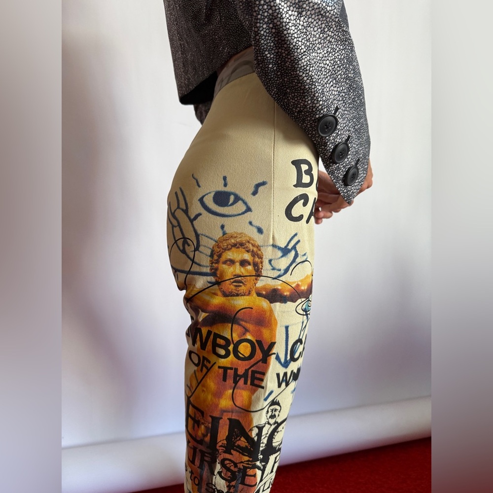 Vivienne Westwood GOLD LABEL LEATHER STRETCH PANTS MEANINGLESS PRINT 2015 - Picture 12 of 16